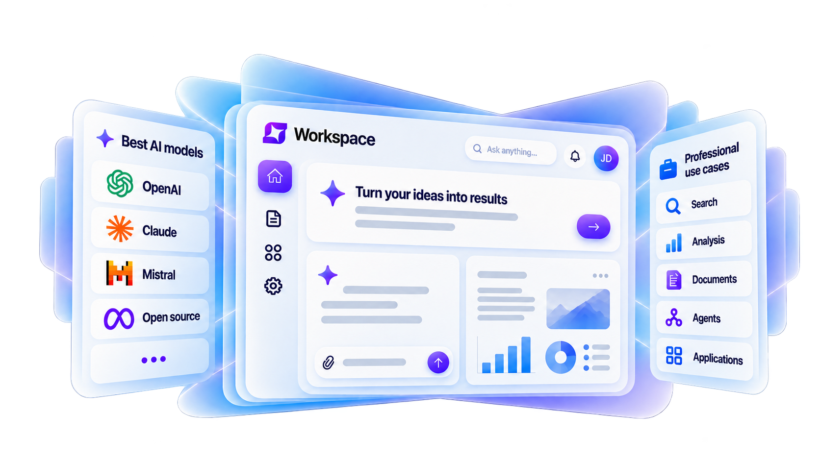 Plateforme professionnelle Spotwork.AI réunissant et orchestrant les meilleures capacités d’intelligence artificielle.
